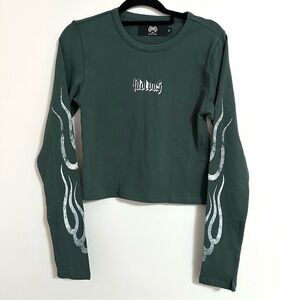 Darc Sport Infernal Flame Cropped Thermal Wolves long-sleeve top, Green | Medium